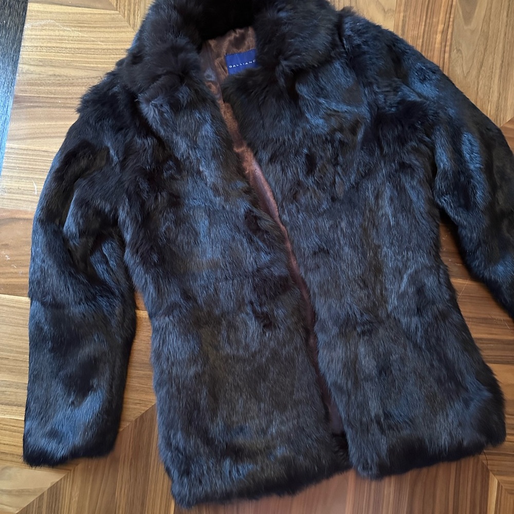John Galliano Rabbit Fur Chocolate Brown Jacket Coat Small - Picture 4 of 9